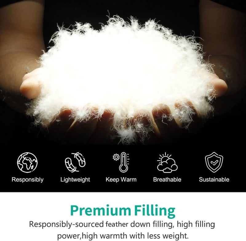 APSMILE Lightweight Down Feather Fibers Comforter King Size - Cooling Bed Comforter, Hotel Collection High Fill-Power Thin Duvet Insert for Warm Weather/Hot Sleepers, 106x90, White - Image 3
